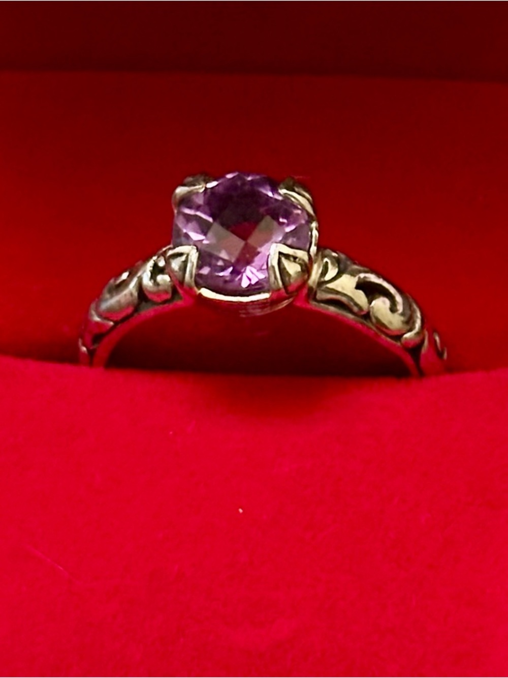 Balinese Amethyst Oxidized Silver Ring size 9